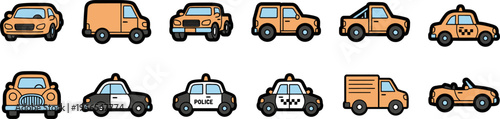 cars icons collection vector