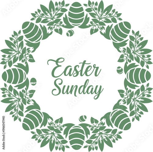 Beautiful easter sunday wreath with eggs and leaves illustration design