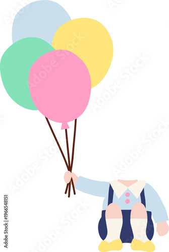 a child and balloons_photo type