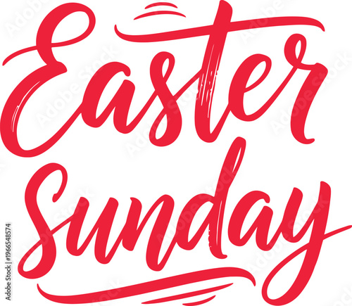 Beautiful handwritten easter sunday greeting in elegant red cursive script design