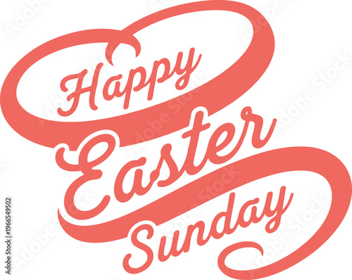 Happy easter sunday decorative typography design with elegant cursive lettering