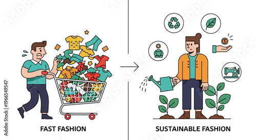From Fast Fashion Consumption to Sustainable Practices A Visual Comparison
