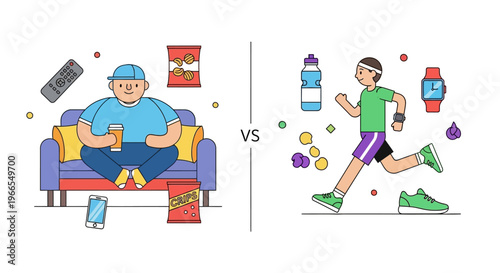 Balancing Health Active Living and Fitness Choices Contrasted with Inactive, Junk Food-Filled Sedentary Habits