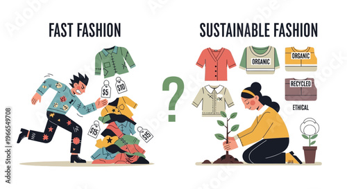 Fast Fashion Versus Sustainable Fashion A Visual Comparison of Environmental Impact and Ethical Choices