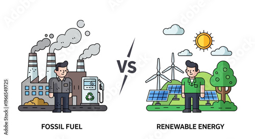 Exploring the Environmental Impact A Visual Comparison of Traditional Fossil Fuel Versus Sustainable Renewable Energy Sources