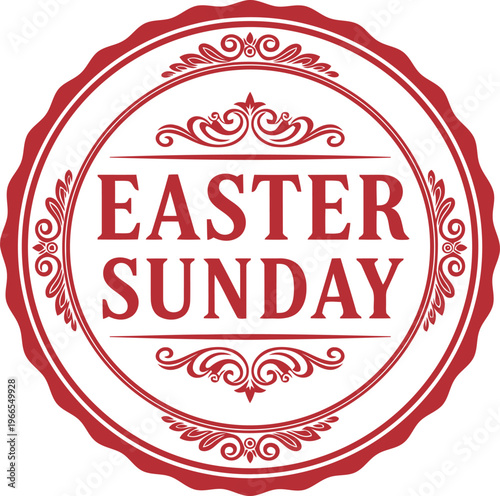 Decorative vintage easter sunday label with ornate design and elegant typography