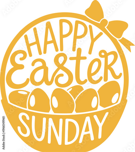 Colorful happy easter sunday greeting card with eggs and bow design