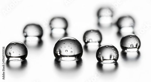Water Droplets Closeup on White Surface