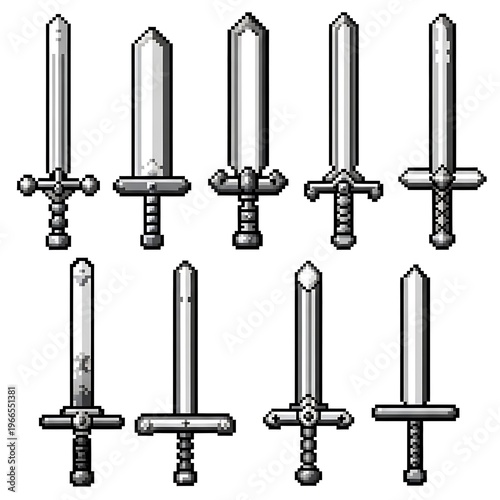 Pixel Art Collection of Various Swords
