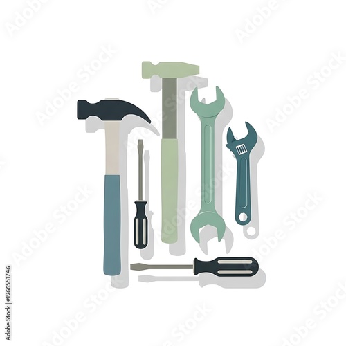 Vector Tools Hammer Screwdriver Wrench Set