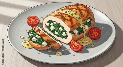 Chicken Breast Stuffed with Spinach and Feta.