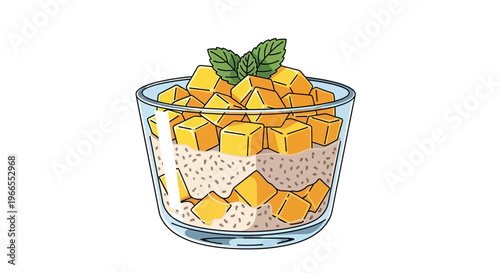 Layered Chia Pudding with Mango and Mint.