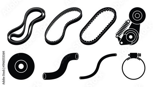 Set of automotive car engine parts accessories car repair service auto spare parts car shop