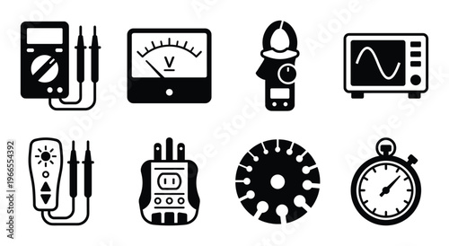 Set of electrical measuring devices for precise electronic diagnostics vector illustration