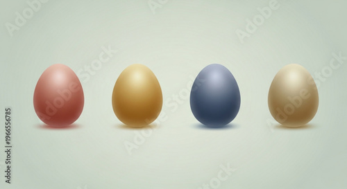 Four colorful eggs in a row on a plain background symbolizing diversity and uniqueness