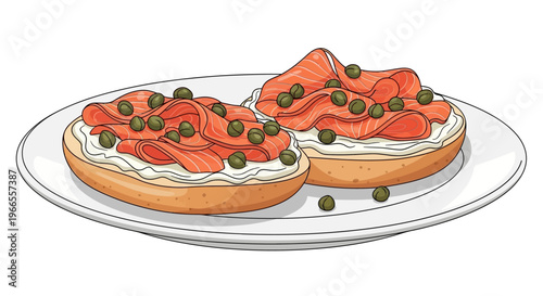 Bagels with Smoked Salmon and Capers.
