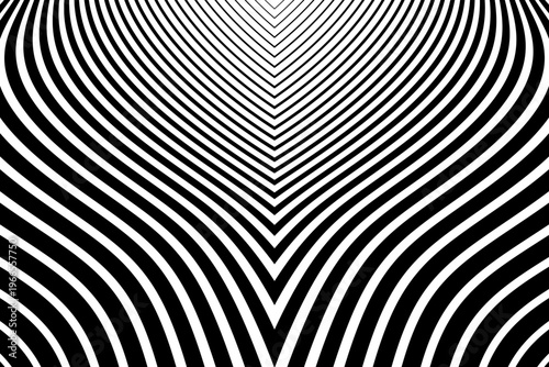 Black and White Lines Symmetrical Pattern. Abstract Textured Striped Background. 