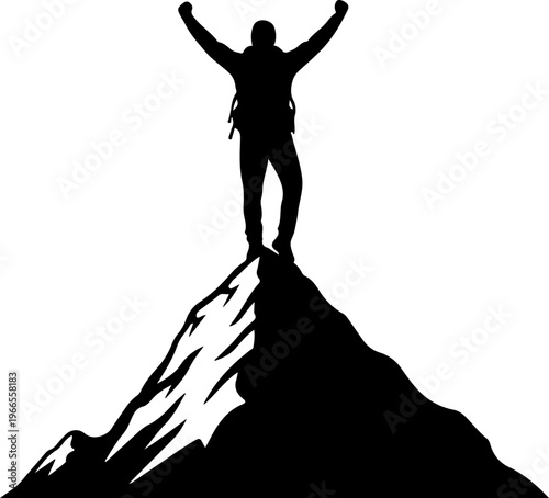 Victorious Hiker on Mountain Summit