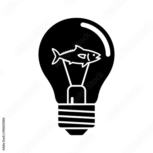 Fish inside a lightbulb, a concept of an innovative idea