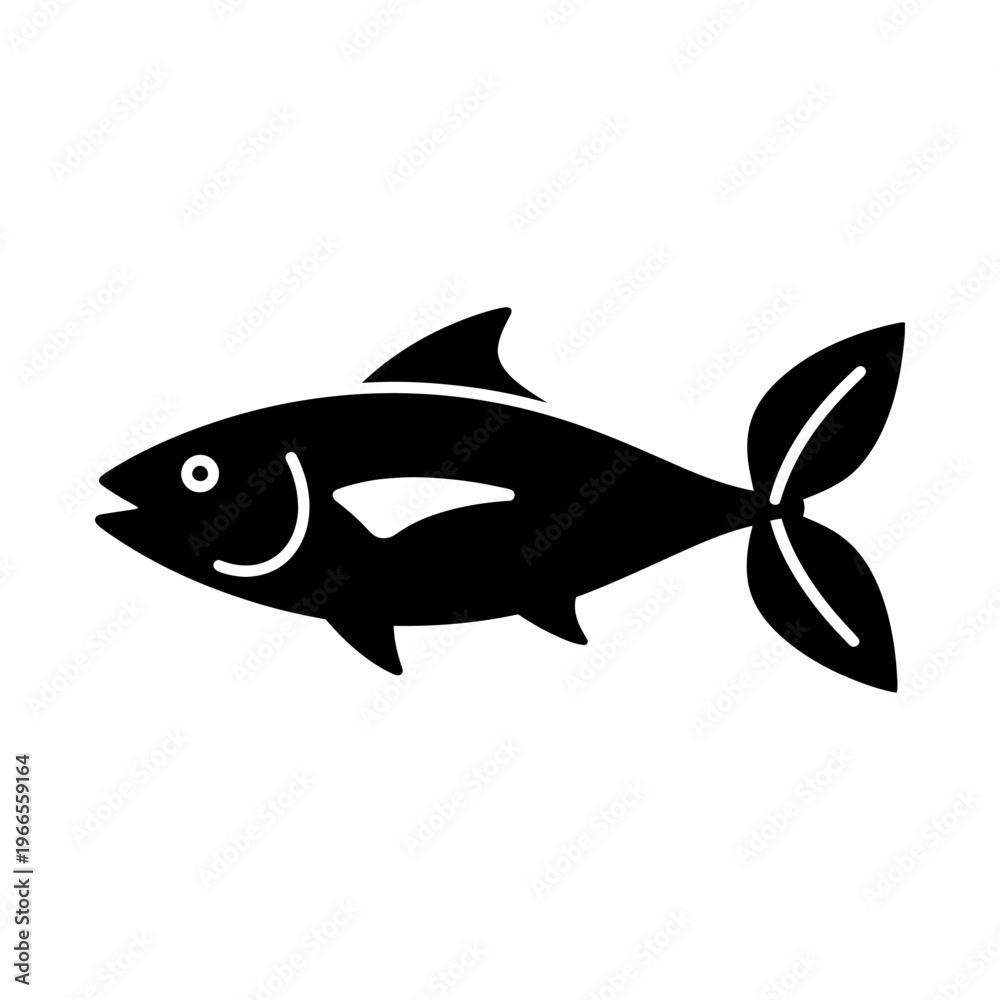 Fototapeta premium Silhouette of a fish isolated on a white backdrop