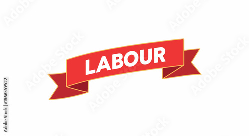 Close-up of a red Labour party banner with white text on a white background.