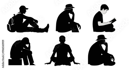 People sitting in various poses and reading or relaxing outdoors