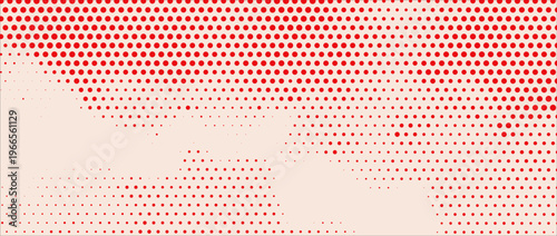 Red color halftone grain texture. Faded dotted gradient pattern background. Raster comic pop art gradation wallpaper. Grunge pixelated cartoon overlay backdrop. eps 10