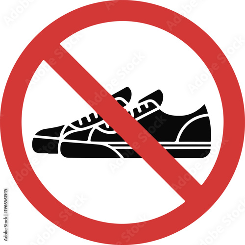 No shoes allowed icon. Please remove your shoes sign. Please take off your shoes illustration. Vector no shoes symbol