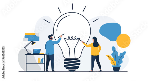 Team brainstorming creative ideas for a new project development.