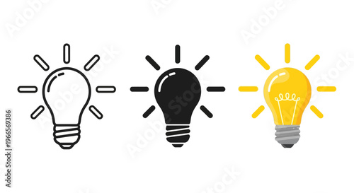 Light bulbs changing from off to on representing ideas