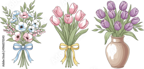 Uterus and Female Reproductive System Anatomy Vector Set with Floral Botanical Decorations for Women's Health Wellness Gynecology and Fertility Awareness Designs