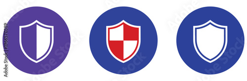 Free Download Security shield icon set in black circle, featuring secure system symbols, cybersecurity elements, protection graphics, and defense icons ideal for digital safety - GFXLoad