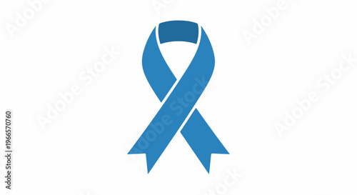 Blue awareness ribbon vector icon, prostate cancer and colon cancer support symbol, medical health campaign graphic on white background