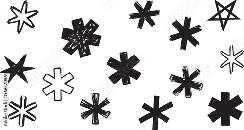Big bundle set of vector hand drawn doodle watercolor snowflakes