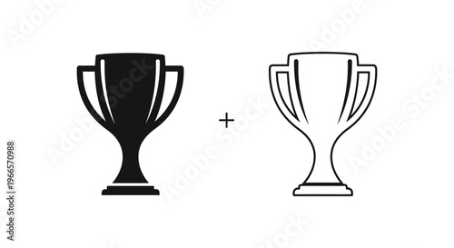Trophy Cup Awards Combination Black and White Illustration Vector