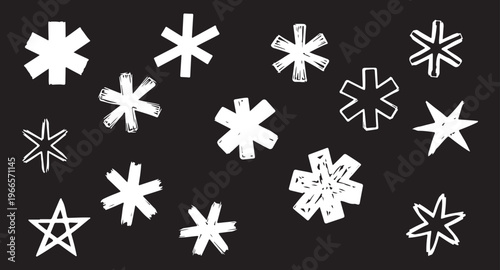 Big bundle set of vector hand drawn doodle watercolor snowflakes