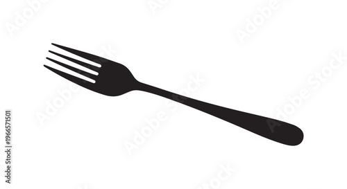A simple black fork silhouette on a white background
