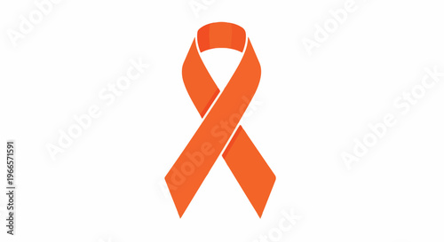 Orange awareness ribbon vector icon, leukemia and kidney cancer support symbol, MS and ADHD awareness ribbon on white background