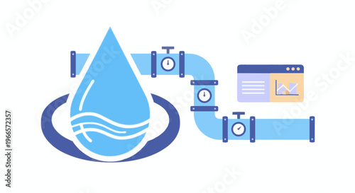 Blue Water Drop Icon Symbol.