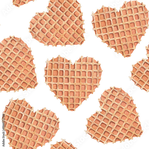 Schilderij op canvas A crispy waffle hand-painted with watercolor brushes