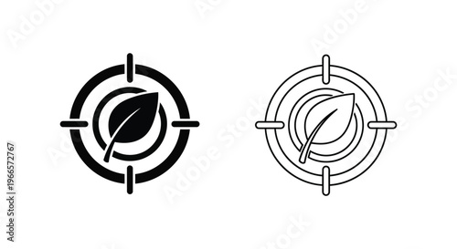 Leaf Target Design, Crosshair Leaf Logo Vector