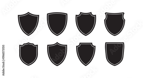 Collection of various black shield logos for security and protection services