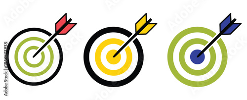 Bulls eye target graphics designed for precision targeting and goal achievement concepts, showcasing sharp aim indicators, focused objective icons, and professional visuals suitable for strategy