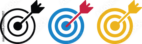 Bulls eye target graphics illustrating precision targeting and goal achievement, featuring clean concentric circles, accurate aim symbols, and strategic focus elements ideal for business and marketing