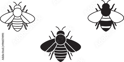 Black vector silhouette collection featuring a nature set of insects like bees  for a bug icon designBlack vector silhouette collection featuring a nature set of insects