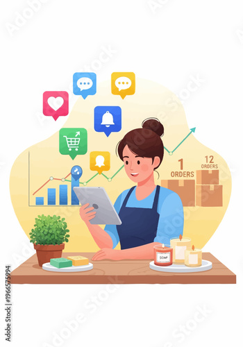 Colorful social media notification icons.