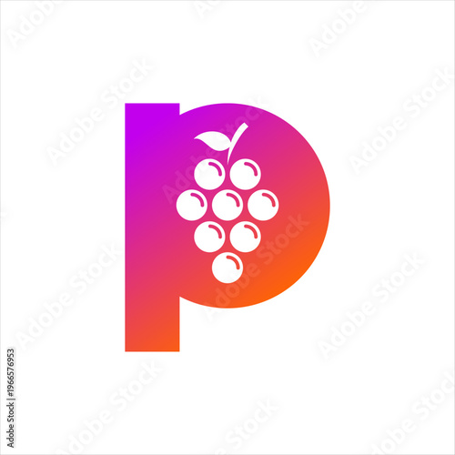 A logo that combines grapes and the letter p. This logo is perfect for a food business.