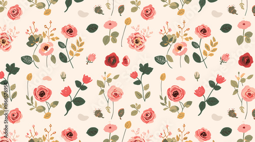A stylized illustration of roses and leaves on a cream background, conveying a sense of elegance and serenity.