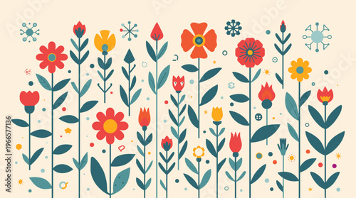 A stylized illustration of leaves and a sun, conveying a sense of growth and happiness.