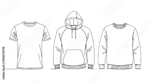 Clothing mockup set t shirt hoodie apparel branding presentation vector illustration